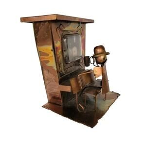 Vintage Brass Copper Piano Player Music Box Plays The Entertainer